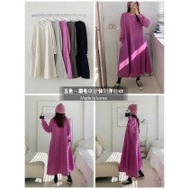 KOREA五色～刷毛傘狀休閒口袋洋裝