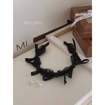 韓國手工製作黑色蝴蝶結髮箍